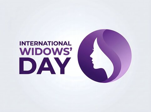 International widows day concept with purple gradient circular icon featuring a womans profile silhouette