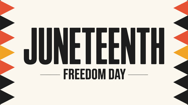 juneteenth freedom day typography banner with geometric tribal border african american emancipation holiday design