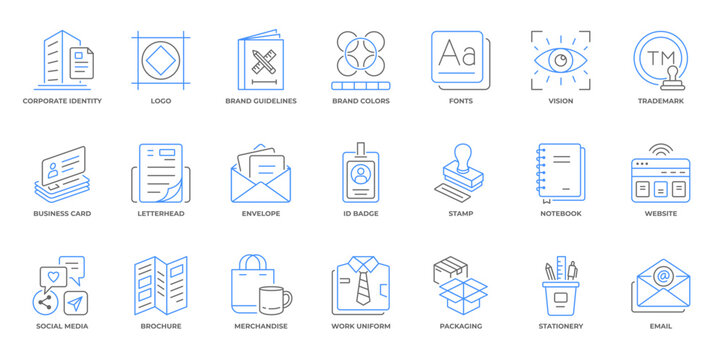 Company Branding and Corporate Identity Line Art Icon Pack Vector Illustration