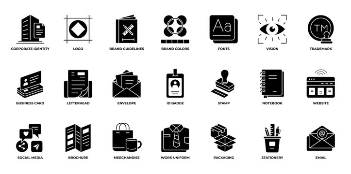 Brand Identity and Company Branding Icon Pack Vector Illustration