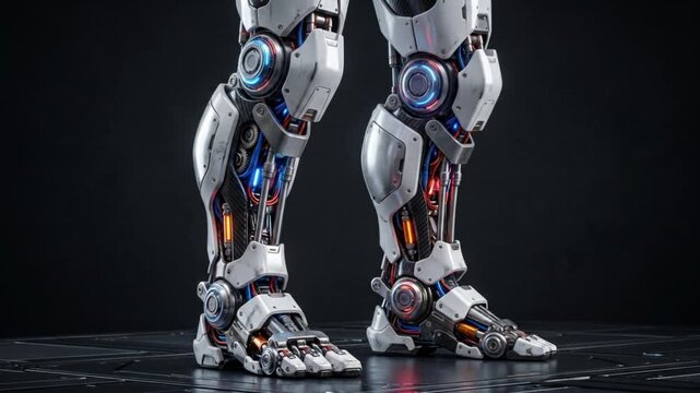 下から上へスキャンされ起動するロボットの脚のシームレスループアニメーション