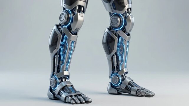 下から上へスキャンされ起動するロボットの脚のシームレスループアニメーション
