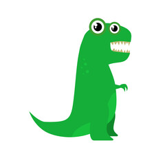 Fototapeta premium Cute green dinosaur character, funny cartoon tyrannosaurus rex, vector illustration