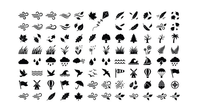 Set of Nature Weather and Environment Icon Collection.