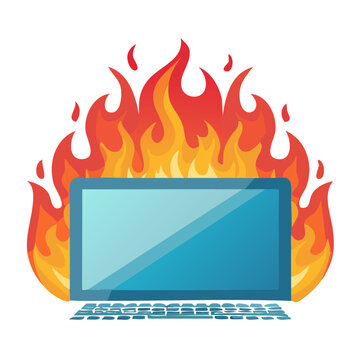 Laptop on Fire Illustration
