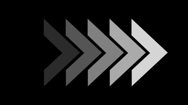 White color white arrow moving right on white background.