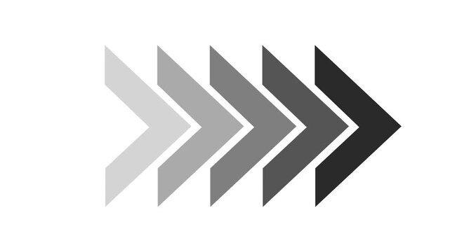 Black color black arrow moving right on white background.