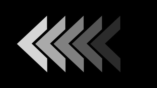 Moving arrow pointing to the left. arrow pointing right to left direction on black background.