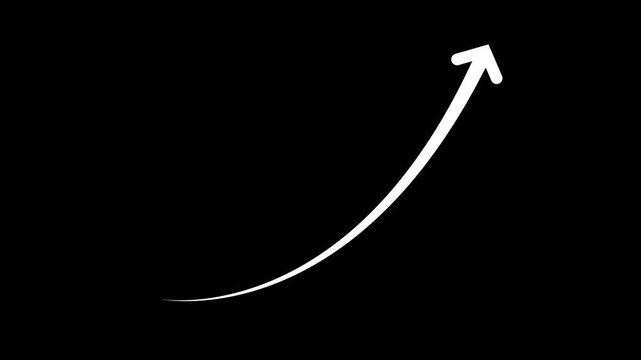 Arrow rising transparent background. isolated business growth arrow 4k animation, arrowheads doodle sign, business line arrow direction. motion graphic icon.