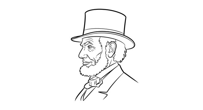 Lincoln Portrait Illustration Side View.