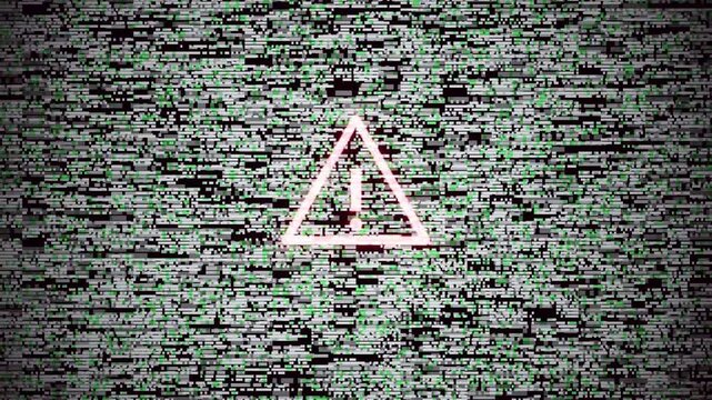 Hacker System Breach Glitch Warning Error Code Widescreen 4K Seamless Loop Matrix Dark Red Background 16s