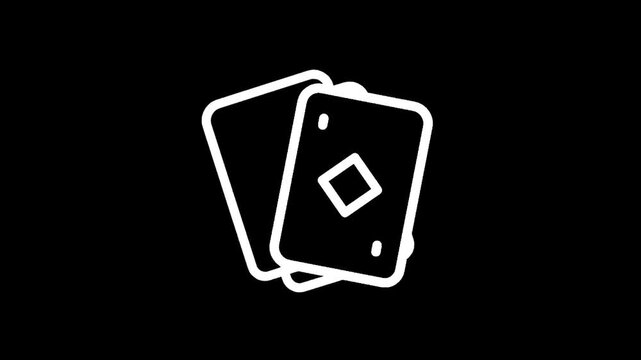 Simple white outline of two playing cards with a diamond symbol on a black background