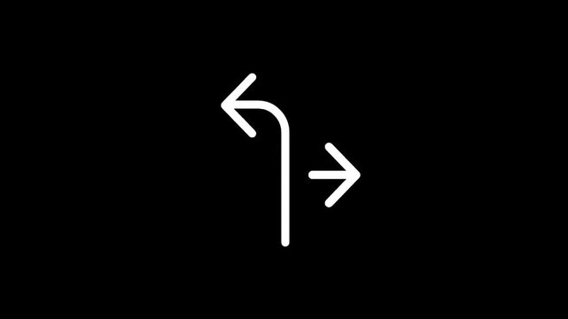 Choice between two directions, left turn and straight ahead with right arrow