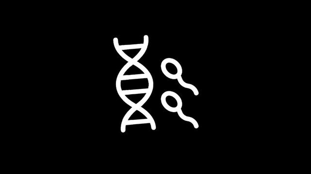 DNA helix and sperm cells icon representing genetics and reproduction concepts