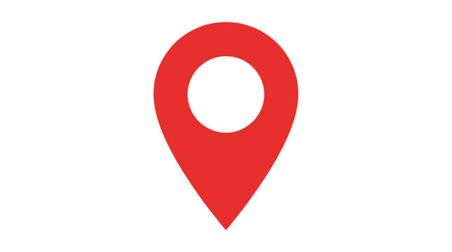 Red map pin location icon isolated on white background