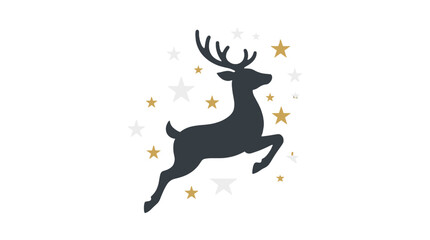 Jumping reindeer silhouette with decorative stars © icon_art