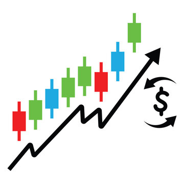 Candlestick pattern chart vector. Financial trading concept flat vector style vector arrow symbol graphic design. Stock marke exchange simbol. Vector image.