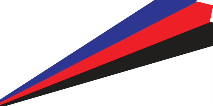 Vibrant abstract composition of blue, red, and black triangular shapes