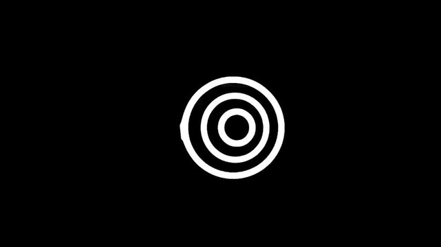 Concentric circles graphic design on a black background, minimalist abstract art