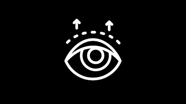 Icon representing cosmetic eye surgery or eyelid lift procedure with upward arrows
