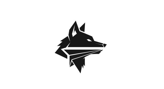 Black wolf head silhouette logo design.