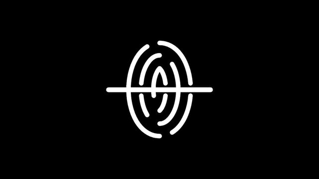 Minimalist white fingerprint icon on a solid black background for security and identity concepts