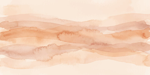 Fototapeta premium Soft watercolor strokes in warm earthy tones create an abstract background, evoking a sense of calm and serenity with its gentle, flowing curves and blended hues.