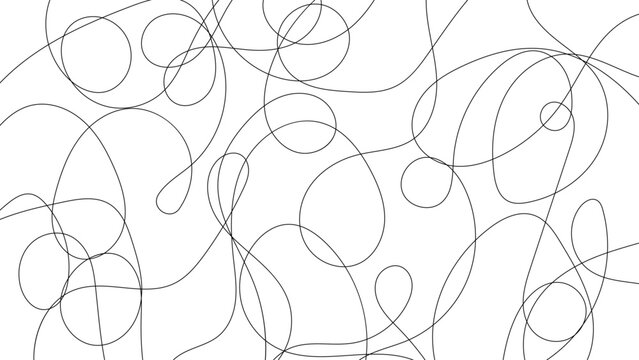 Minimal Abstract Continuous Line Pattern Background with Elegant Random Curves and Modern Monochrome Design