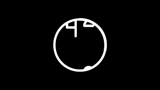 Minimalist white clock face with abstract numbers on a black background