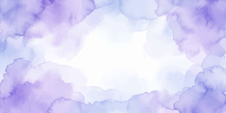 Abstract watercolor splashes in soft hues of lavender and periwinkle create a dreamy, ethereal border with a bright white center, evoking a sense of calm and wonder.