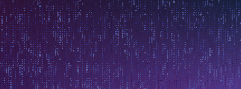 Digital Matrix Rain, Cyber Data Rain, Data Cyber Rain. Futuristic Abstract Background With Digital Matrix Rain And Cyber Code.