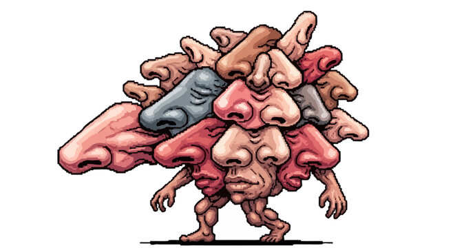 Bizarre Creature Composed Entirely of Human Noses.