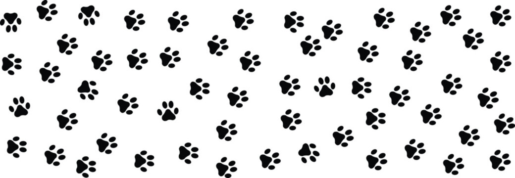 Seamless pattern with black animal paw prints vector illustration