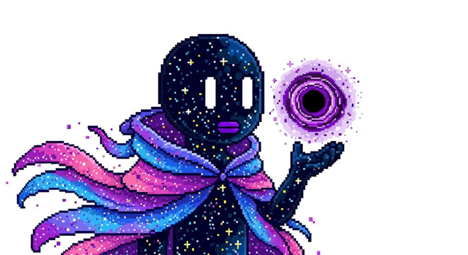Cosmic Being Holding a Black Hole.