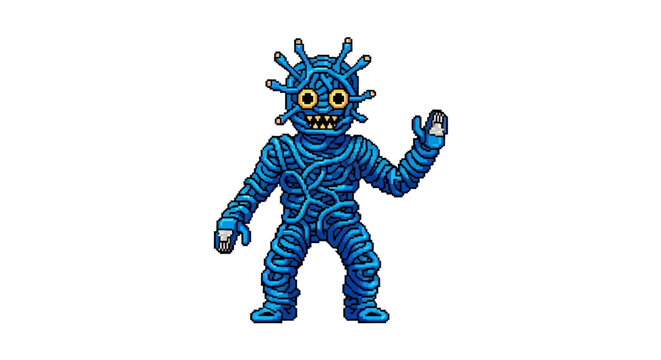 Blue Mummy Monster Toy Character Illustration.