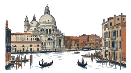 Venice cityscape with gondolas and basilica © Apar