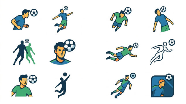 Soccer Players in Dynamic Action Icons.
