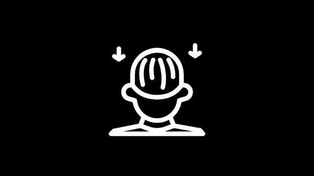 Stylized icon of a person's head with arrows indicating pressure or impact from above