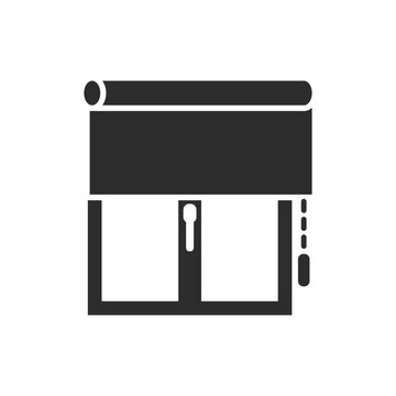 Blinds icon. Roll-up blind. Monochrome black and white symbol