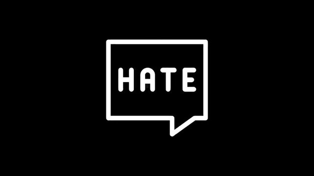 Symbol of hate speech in a speech bubble on a black background