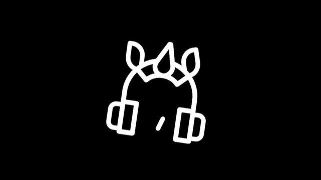 Stylized unicorn horn and ears adorn headphones, symbolizing fantasy and music