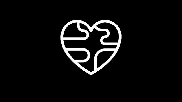 Abstract heart shape with world map pattern inside, symbolizing global love and unity