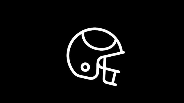 Simple white outline of a football helmet on a black background, minimalist design