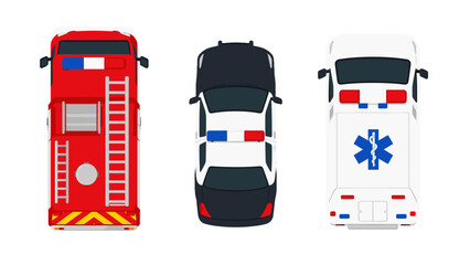 Top view vector set of fire truck police car and ambulance © Andrei
