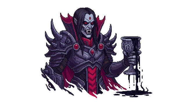 Dark Vampire Lord Holding Goblet of Blood.