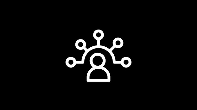 Abstract icon representing a person connected to multiple nodes in a network