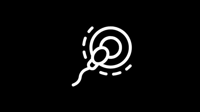 Icon representing sperm fertilizing an egg, symbolizing conception and reproduction