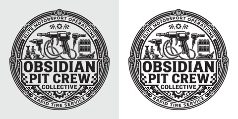 Fototapeta premium Rapid Tire Service Logo for Elite Motorsport Pit Crew