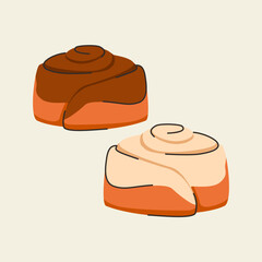 Hand drawn cinnamon rolls pair. Vector sweet buns with glade doodle illustration © Lidiia Shapoval