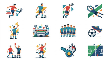 Fototapeta premium Soccer Players Sports Icons Set.